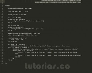 programacion en pseudocodigo: edad y fase lunar entre 2000 y 2009