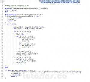 programacion en Objective C: intercambiar dato mayor y menor por cada fila de una matriz