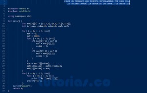 programacion en turbo C: intercambiar dato mayor y menor por cada fila de una matriz