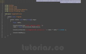 programacion en c#: longitud del circulo