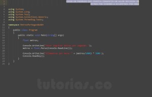 programacion en C#: convertir metros por segundo a kilometros por hora