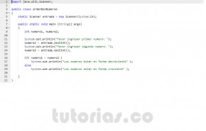 programacion en java: orden de dos numeros