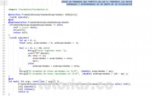 programacion en objective c: promedio de notas aprobadas y reprobadas