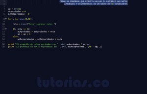 programacion en python: promedio de notas aprobadas y reprobadas