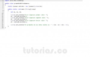 programacion en java: promedio de tres numeros