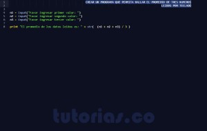 programacion en python: promedio de tres numeros