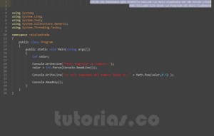 programacion en C#: raiz cuadrada de un numero