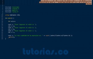 programacion en C++: raiz cuadrada de una expresion