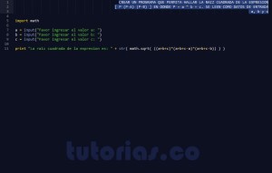 programacion en python: raiz cuadrada de una expresion