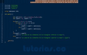 programacion en c++: suma mayor entre las triangulares de una matriz