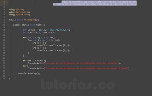 programacion en c#: suma mayor entre las triangulares de una matriz