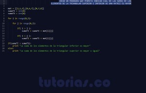 programacion en python: suma mayor entre las triangulares de una matriz