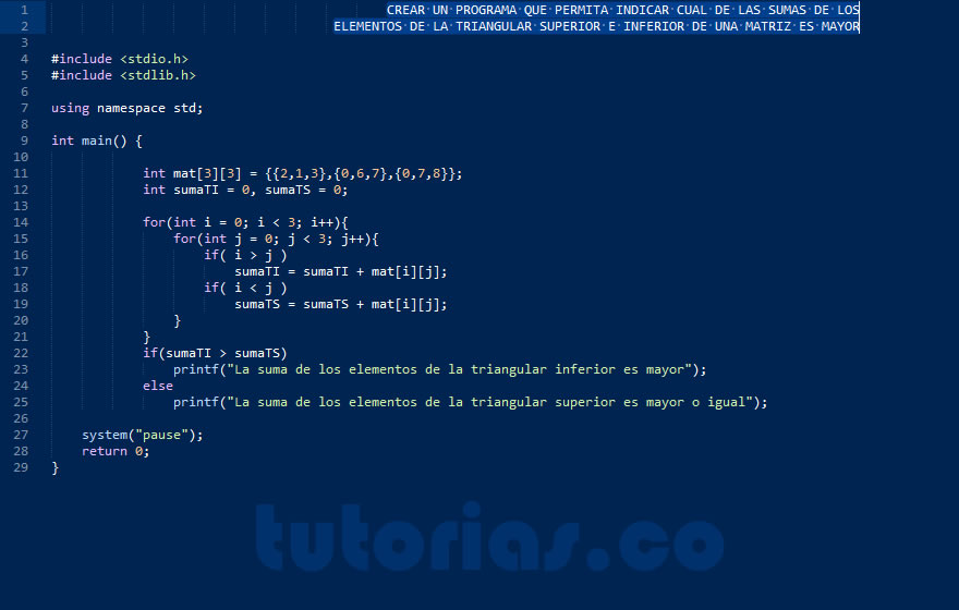 arrays – turbo C (suma mayor entre triangulares de matriz)