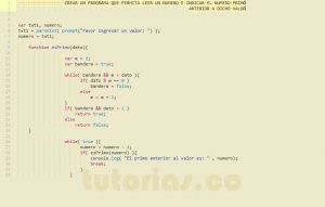 programacion en javascript: el numero primo anterior a un valor
