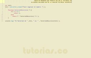 programacion en javascript: funcion factorial recursiva