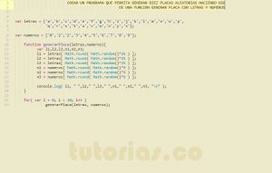 programacion en javascript: funcion generar placa