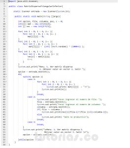 programacion en java: matriz dispersa triangular inferior