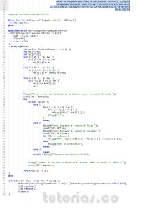 programacion en Objective C: matriz dispersa triangular inferior