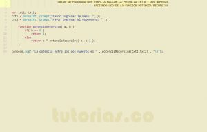 programacion en javascript: potencia recursiva entre dos numeros