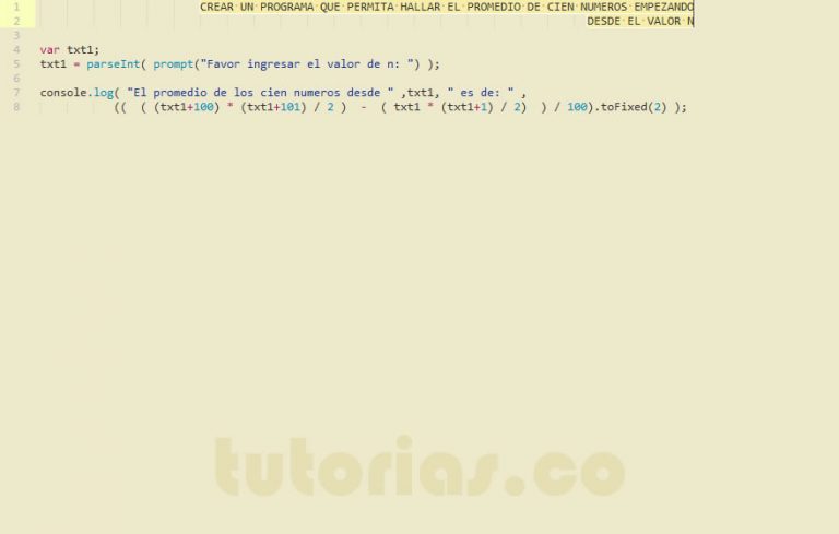 operadores + javascript (promedio de cien números empezando en n ...