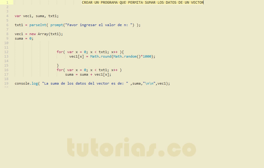 arrays + javascript (suma datos vector)