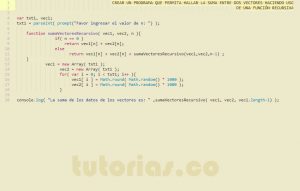programacion en javascript: suma recursiva entre vectores