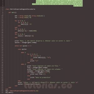 programacion en ruby: matriz dispersa diagonal secundaria