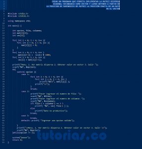 programacion en turbo c: matriz dispersa diagonal secundaria
