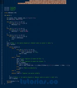 programacion en c++: matriz dispersa triangular superior derecha