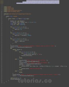 programacion en c#: matriz dispersa triangular superior derecha