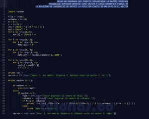 programacion en python: matriz dispersa triangular superior derecha