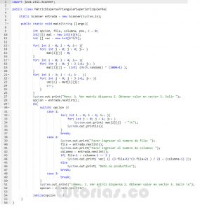 programacion en javascript: matriz dispersa triangular superior izquierda