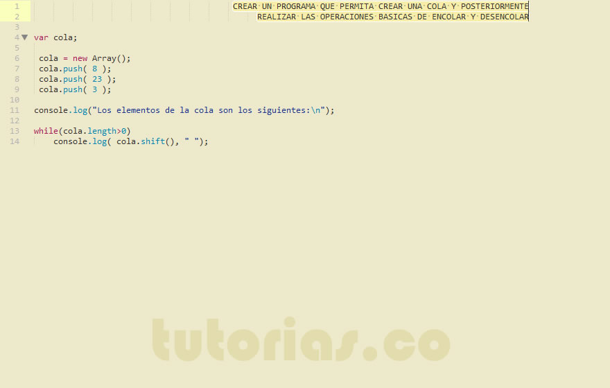 colas + javascript (operaciones basicas de una cola)