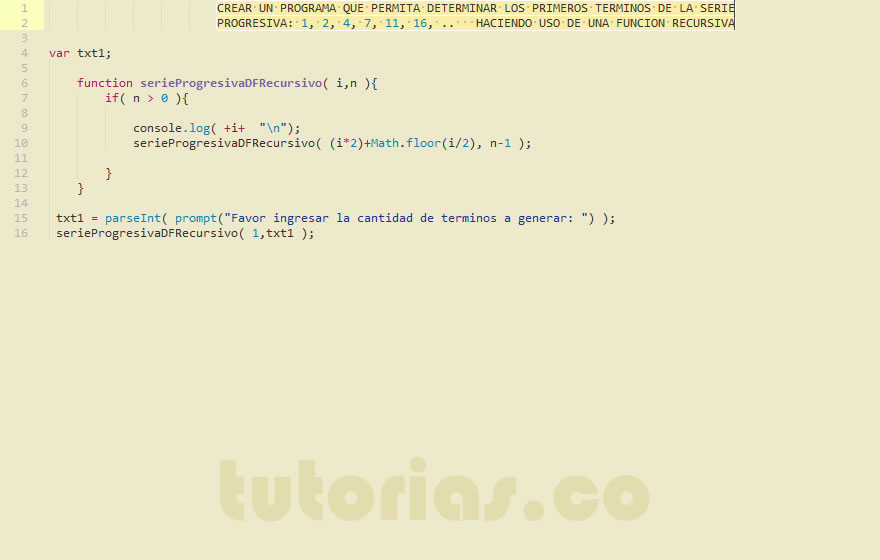 recursividad + javascript (serie progresiva)