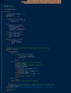 programacion en c++: matriz dispersa figura z invertida