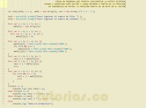 programacion en javascript: matriz dispersa figura z invertida