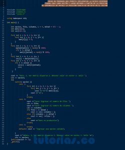 programacion en c++: matriz dispersa figura cruz