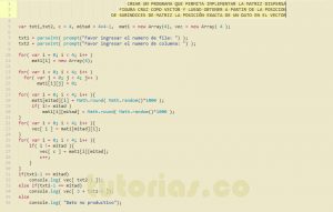 programacion en javascript: matriz dispersa figura cruz