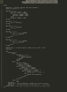 programacion en pseudocodigo: matriz dispersa figura cuadrado