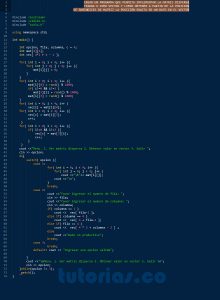 programacion en c++: matriz dispersa figura u