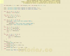 programacion en javascript: matriz dispersa figura u invertida