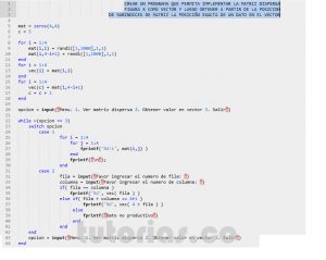 programacion en matlab: matriz dispersa figura x