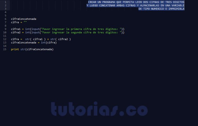 Operadores – Python (concatenar Cifras En Variable Numerica) | Tutorias.co