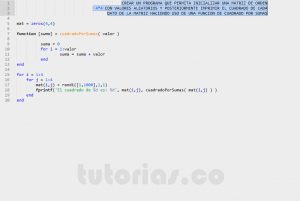 programacion en matlab: cuadrado de una matriz por sumas