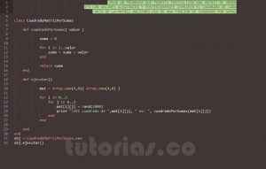 programacion en ruby: cuadrado de una matriz por sumas