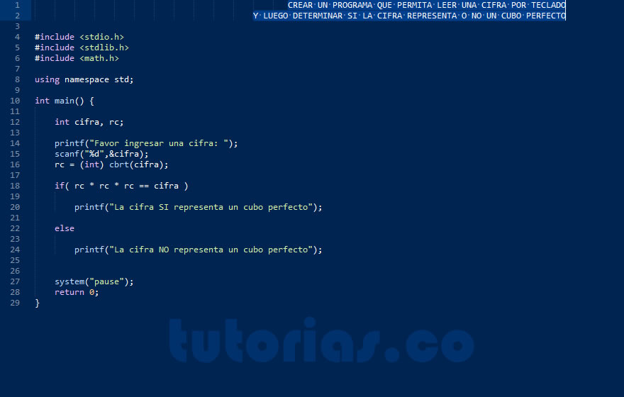 operadores – turbo C (numero cubo perfecto)