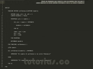 programacion en pseudocodigo: el numero fibonacci