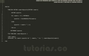 programacion en pseudocodigo: el numero opuesto