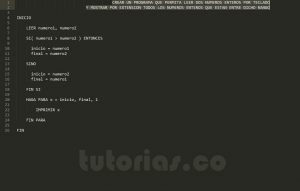 programacion en pseudocodigo: enteros por extension en rango