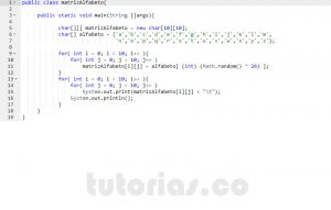 programacion en java: matriz alfabeto